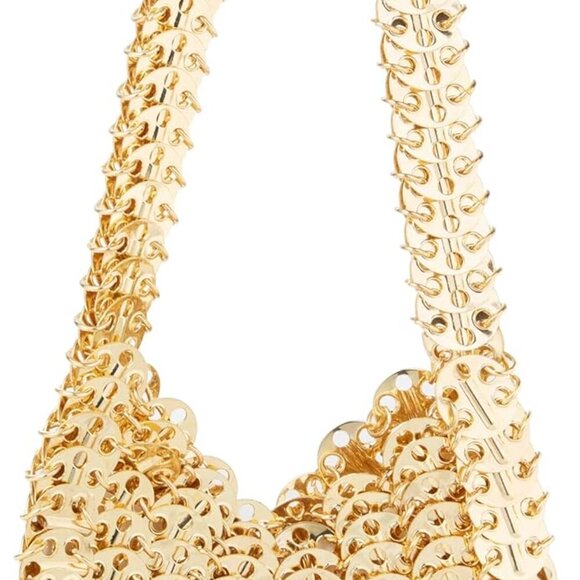 Gold Hollow Out Metal Disc Handbag Metallic Purse Evening Bag for Wedding Party - Picture 2 of 5